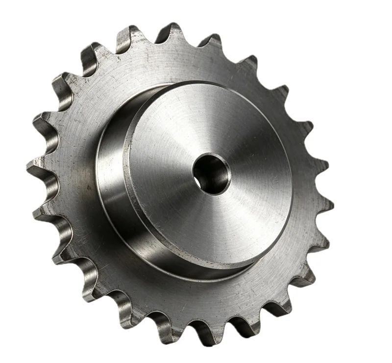 Machined steel chain wheel with a central hub